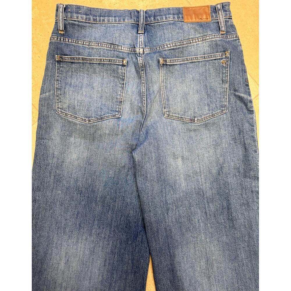 Madewell Wide-Leg Crop Jeans Medium Finney Wash Size 31 Raw Hem Light Distress - Picture 6 of 12